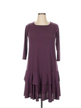 Kiyonna Purple Tiered Ruffle Long Sleeve Dress Size 0X (10-12)